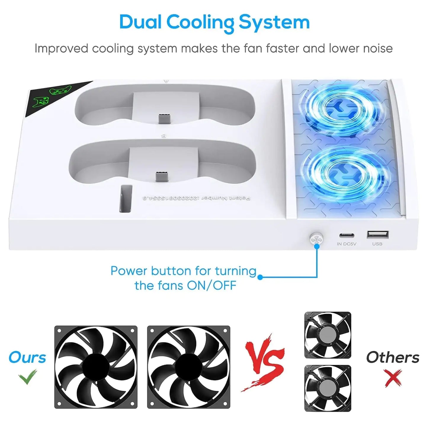 Charger Stand with Cooling Fan for Xbox series S Console and Controller Dual Charging Dock