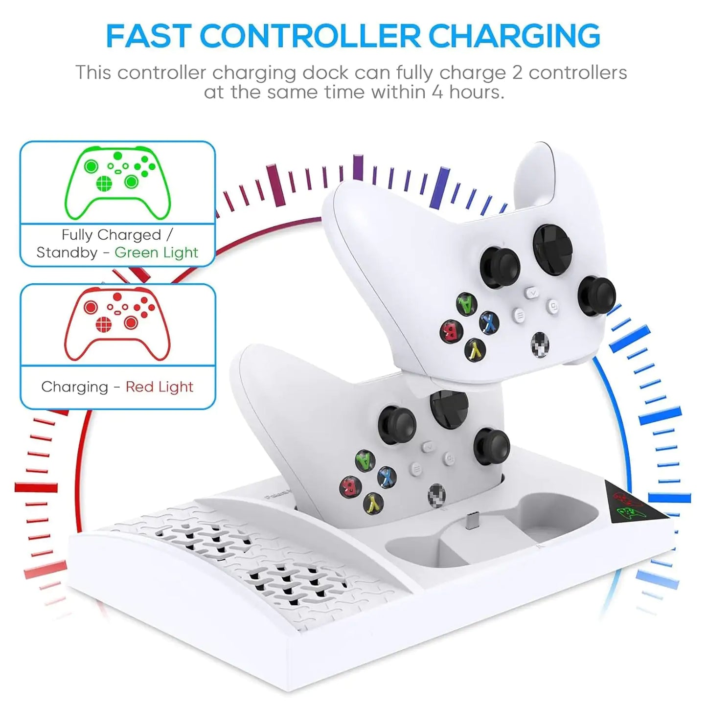 Charger Stand with Cooling Fan for Xbox series S Console and Controller Dual Charging Dock